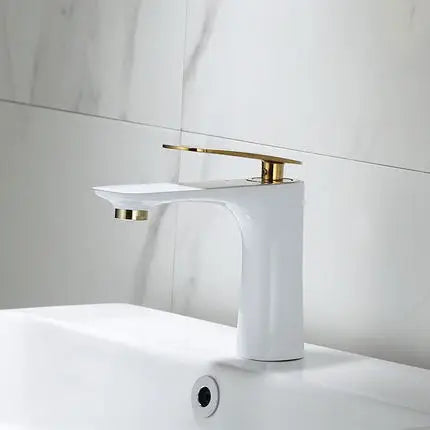 DecorBites™ Black & Gold Basin Faucet | Bathroom Sink Tap Hot Cold Mixer Tap