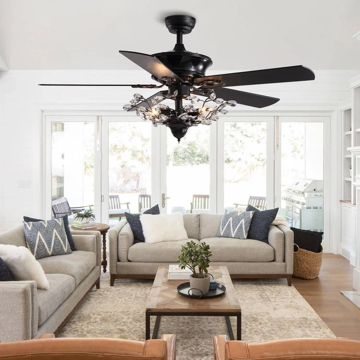 DecorBites™ 52" Luxury Crystal Ceiling Fan with Lights, Remote Control, DC Motor Wood Fan