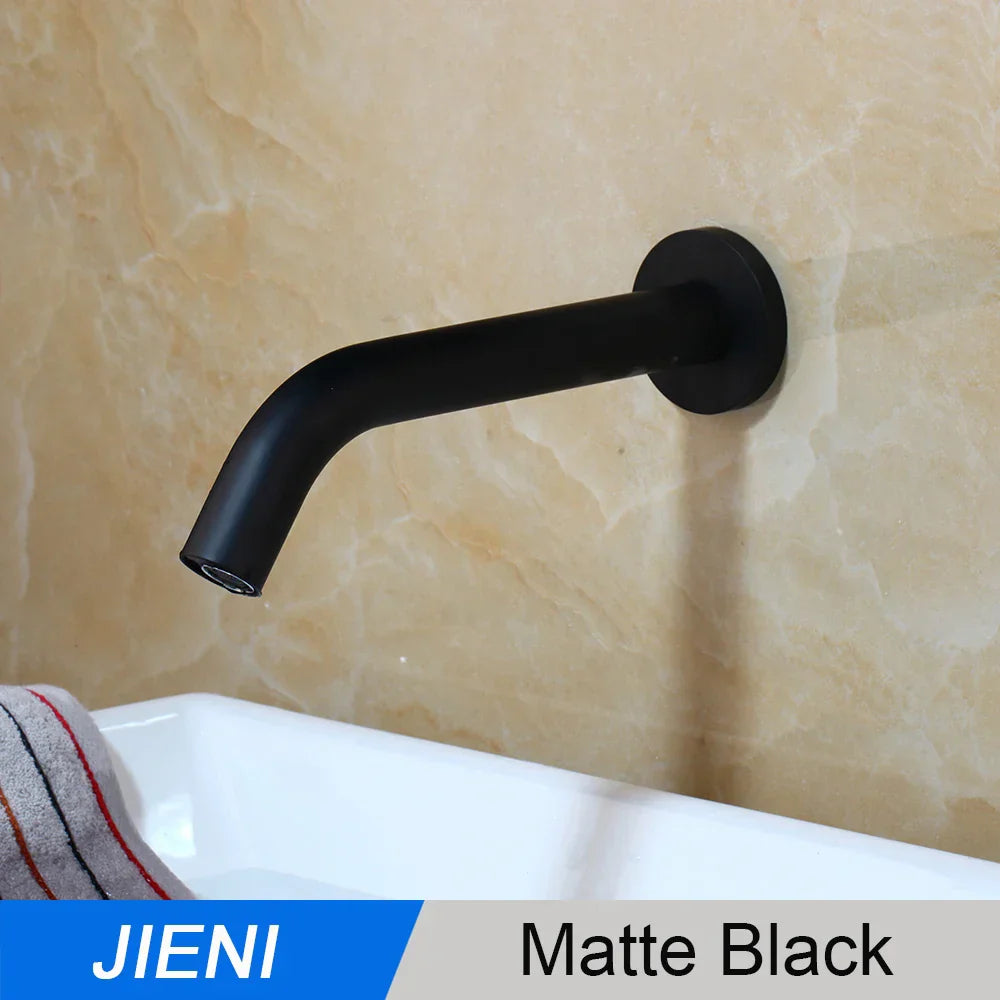 DecorBites™ Black Chrome Sensor Bathroom Sink Mixer Tap Faucet – Wall Mount Automatic Touch