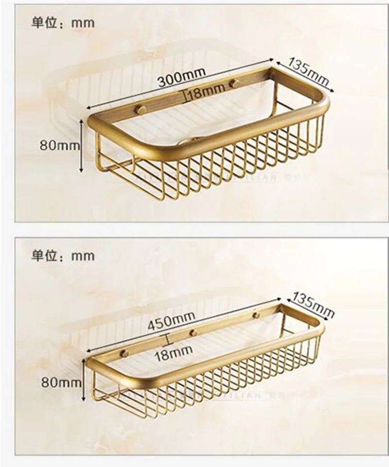 DecorBites™ Gold Brass Bathroom Shelf with Soap Holder 30cm/45cm