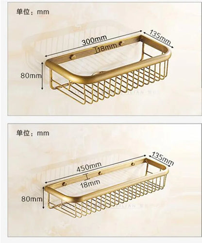 DecorBites™ Gold Brass Bathroom Shelf with Soap Holder 30cm/45cm
