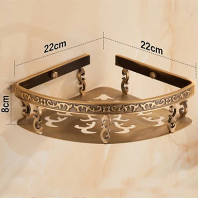 رف زاوية حمام من الألومنيوم من DecorBites™ - طول 40 سم، لمسة نهائية عتيقة، سلة حمام