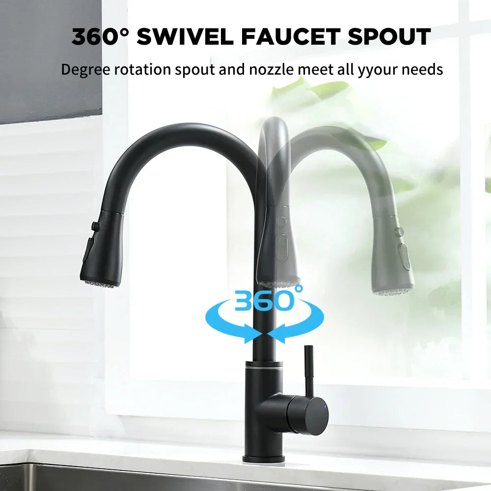 DecorBites™ LED Single Hole Kitchen Faucet with Pull Out Spout and Stream Sprayer