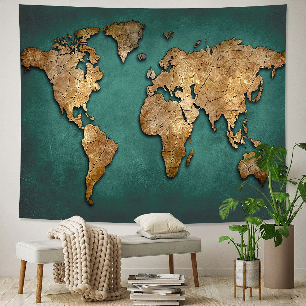 Nautical Map Home Art Tapestry by Decobites - Bohemian Wall Decor & Sofa Blanket