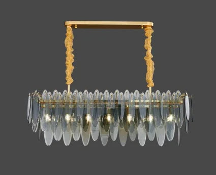DecorBites™ LED Glass Metal Leaf Chandelier: Luxury Postmodern Lighting for Home Decor, Bedroom, Living Room