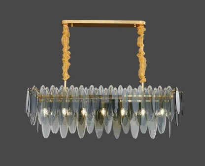 DecorBites™ LED Glass Metal Leaf Chandelier: Luxury Postmodern Lighting for Home Decor, Bedroom, Living Room