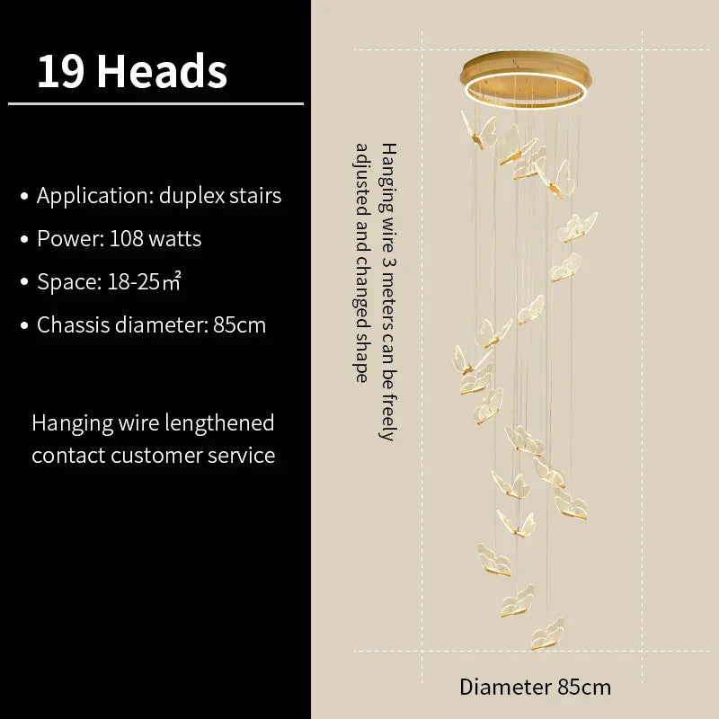 DecorBites™ Butterfly Staircase Pendant Lights Loft Style Lamps