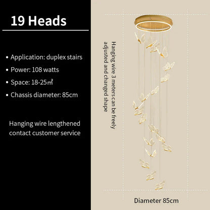 DecorBites™ Butterfly Staircase Pendant Lights Loft Style Lamps