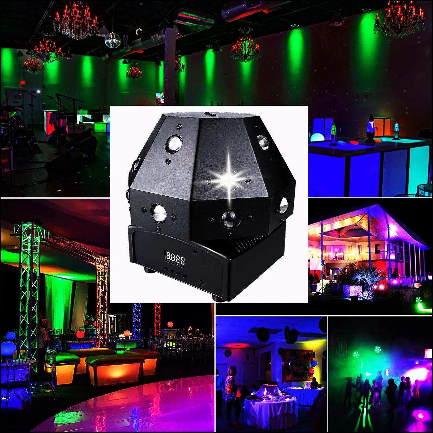 Decorbites™ Disco-Kugel-Lichter LED-Strahl-Laser-Stroboskop-Bewegtes-Kopf-DJ-Licht-Party-Bühnenbeleuchtung