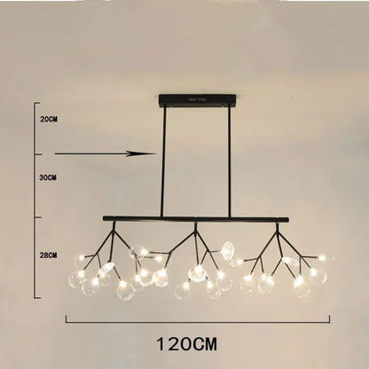 Lámpara de araña lineal Firefly de DecorBites™: Iluminación elegante con forma de rama de árbol para la decoración del hogar
