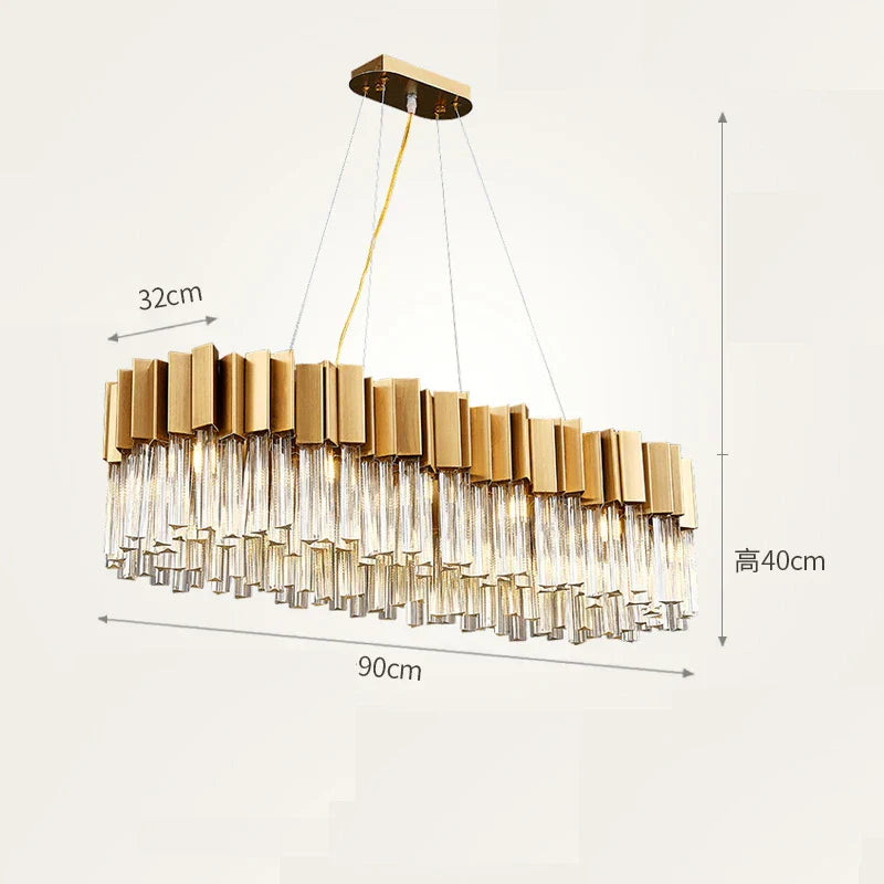 DecorBites™ Golden Stainless Steel Crystal Chandelier for Elegant Foyer Lighting