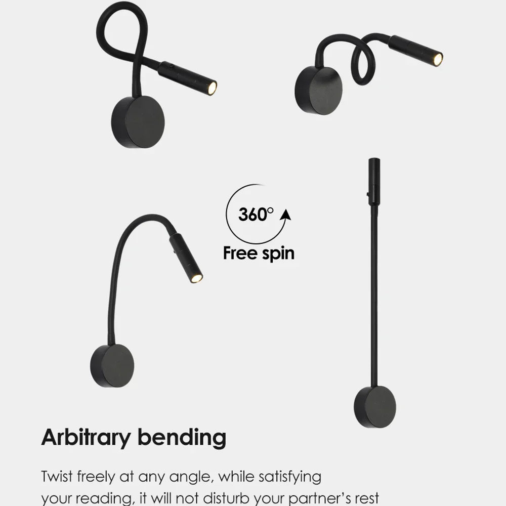 DecorBites™ LED Wall Sconces: Modern 3W Night Light Fixtures for Study, Working, and Reading