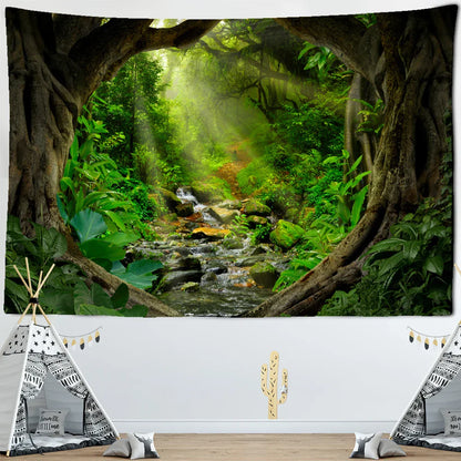 Decobites Forest Plant Landscape Tapestry Wall Hanging Hippie Bedspread Bohemian Decor