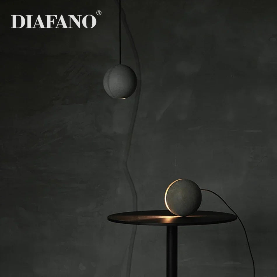 DecorBites™ Cement Pendant Light | Nordic Design Moon Planet Hanging Lamp for Dining Room