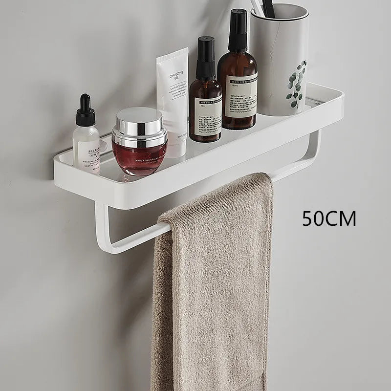 DecorBites™ Glass Corner Shelf with Bar for Bath and Kitchen Storage