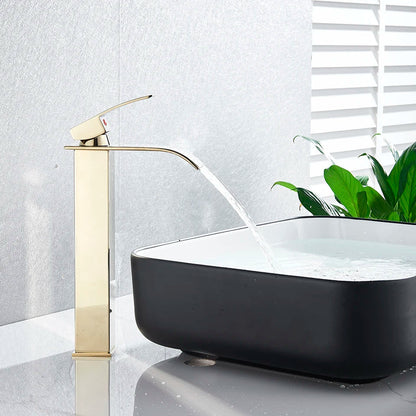 DecorBites™ Gold Basin Faucet Single Level Mixer Tap Hot Cold Water Bathroom Sink Tap