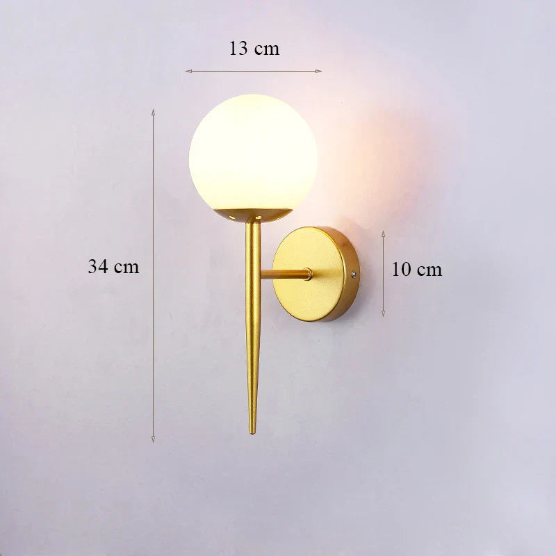 DecorBites™ Glass Shade Gold Wall Lamp for Bedroom Loft Design, Up Down Iron LED Wall Lights