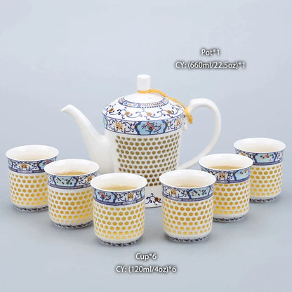DecorBites™ Blue White Porcelain Tea Pot 660ml - Traditional Chinese Kung Fu Teaware