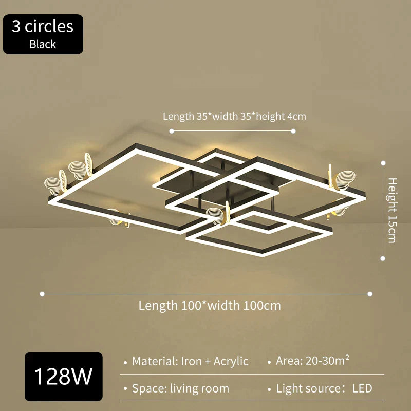 DecorBites™ Butterfly Ceiling Lamp: Modern Rectangular Living Room Light for Master Bedroom