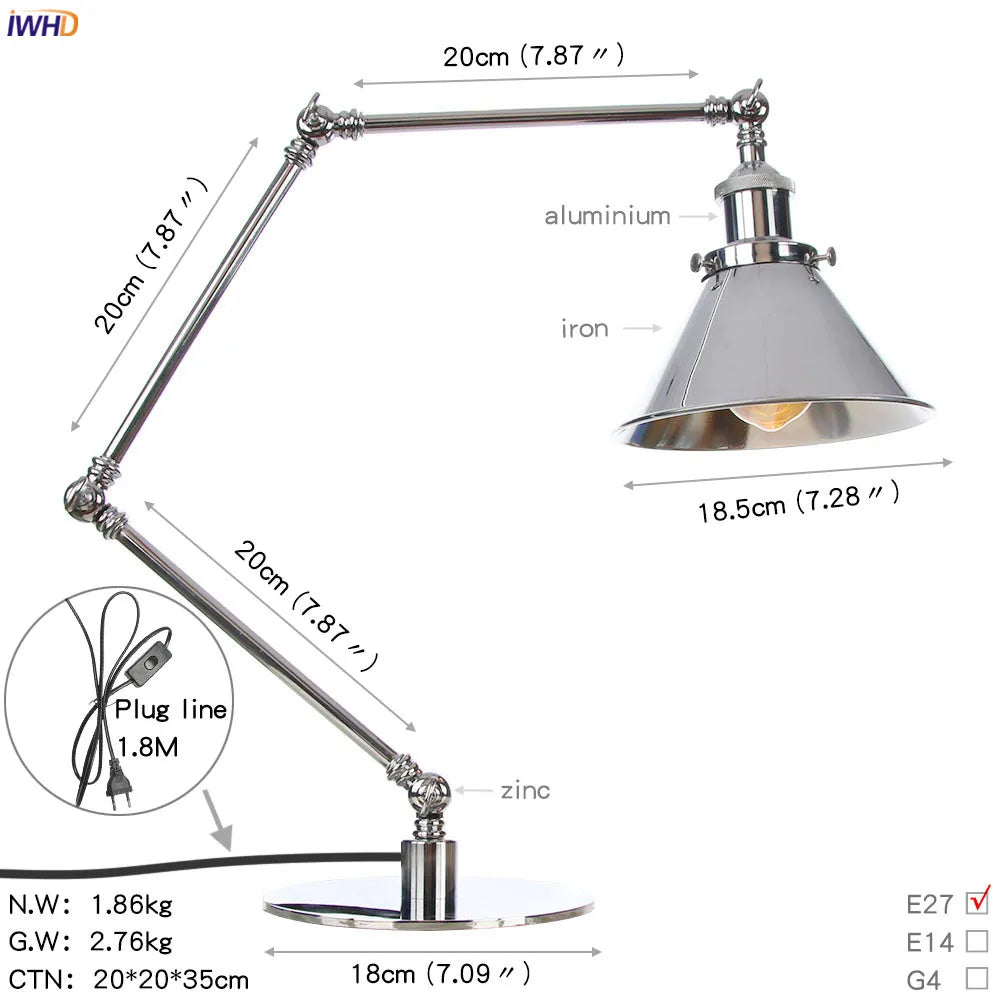 DecorBites™ Industrial LED Table Lamp For Home Decor - US/EU Plug Switch, Loft Style