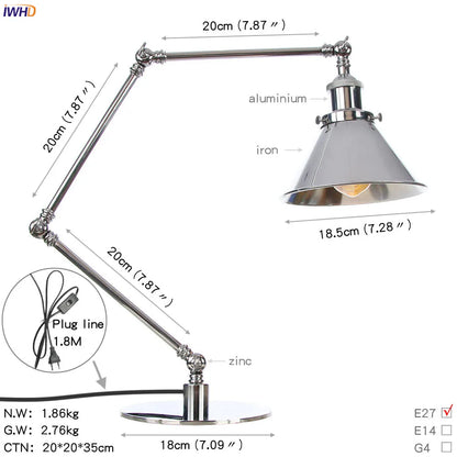 DecorBites™ Industrial LED Table Lamp For Home Decor - US/EU Plug Switch, Loft Style