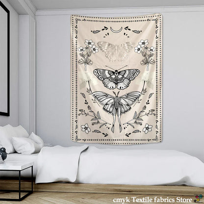 Psychedelic Butterfly Tarot Tapestry for Bohemian Witchcraft Decor by Decobites