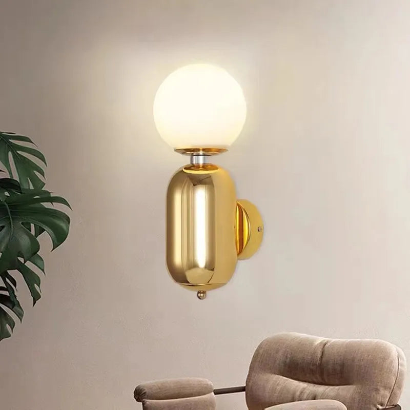 DecorBites™ Gold Mirror Ball Wall Lamp - Modern Minimalist LED Sconce