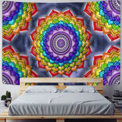 Decobites Colorful Mandala Chakra Tapestry for Boho Decor and Yoga Mats