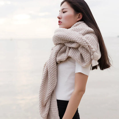 بطانية صوف محبوكة من DecorBites™ - بطانية أريكة دافئة ومريحة للغاية