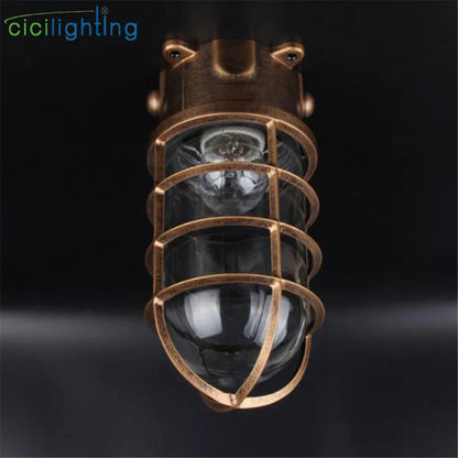 DecorBites™ Clear Glass Jar Ceiling Lamp for Bathroom Kitchen Outdoor - Waterproof Caged Mount
