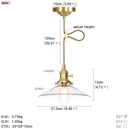 DecorBites™ Glass Copper LED Pendant Light for Kitchen Cafe Living Room