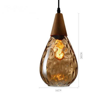 DecorBites™ Glass Wooden Pendant Lamp: Modern Creative Hanging Lighting for Living Room, Restaurant, Bar.