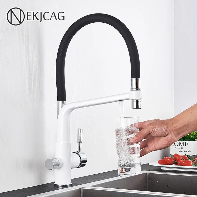 DecorBites™ Kitchen Faucet with Filtered Water, Dual Handle Hot Cold Mixer Taps