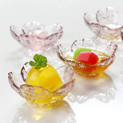 DecorBites™ Japanese Style Glass Plates with Golden Border - Set of 3 | Mini Seasoning Dessert Bowls