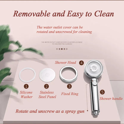 DecorBites™ High Pressure Shower Head with 3 Modes Plating and Adjustable Handle