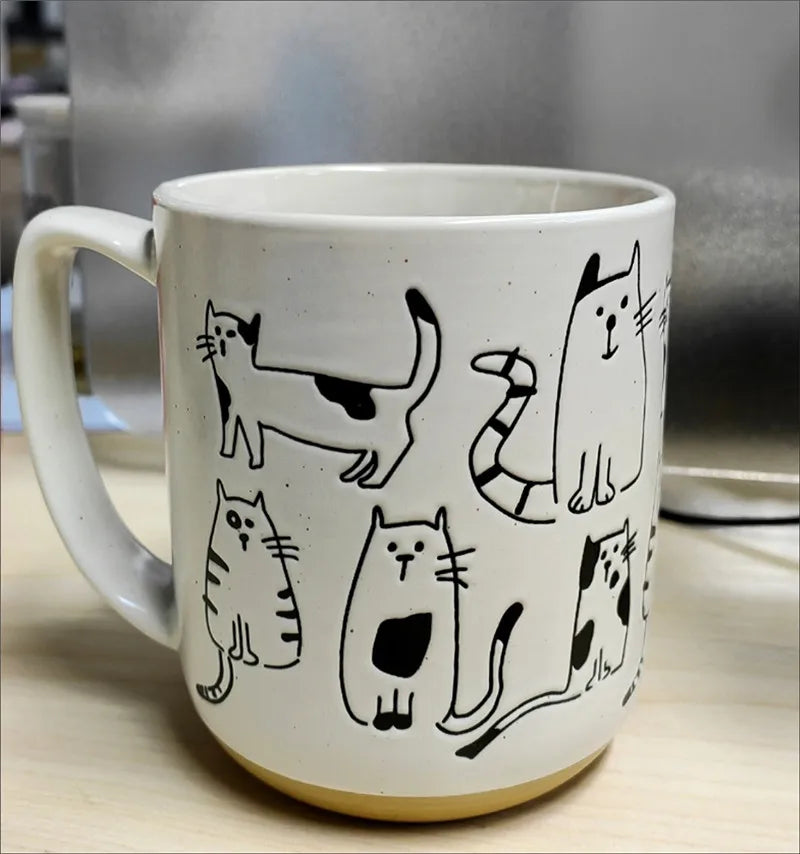 Hand-Painted Cat Ceramic Coffee Mug