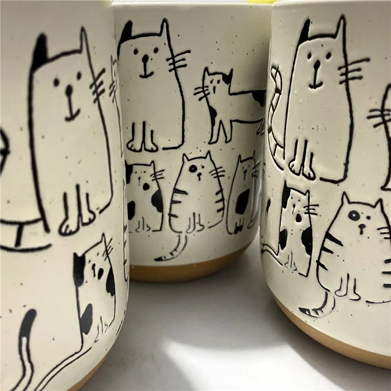 Hand-Painted Cat Ceramic Coffee Mug