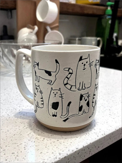 Hand-Painted Cat Ceramic Coffee Mug