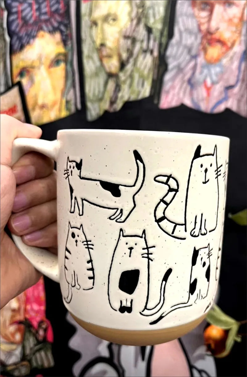 Hand-Painted Cat Ceramic Coffee Mug