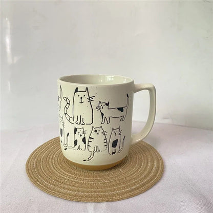 Hand-Painted Cat Ceramic Coffee Mug