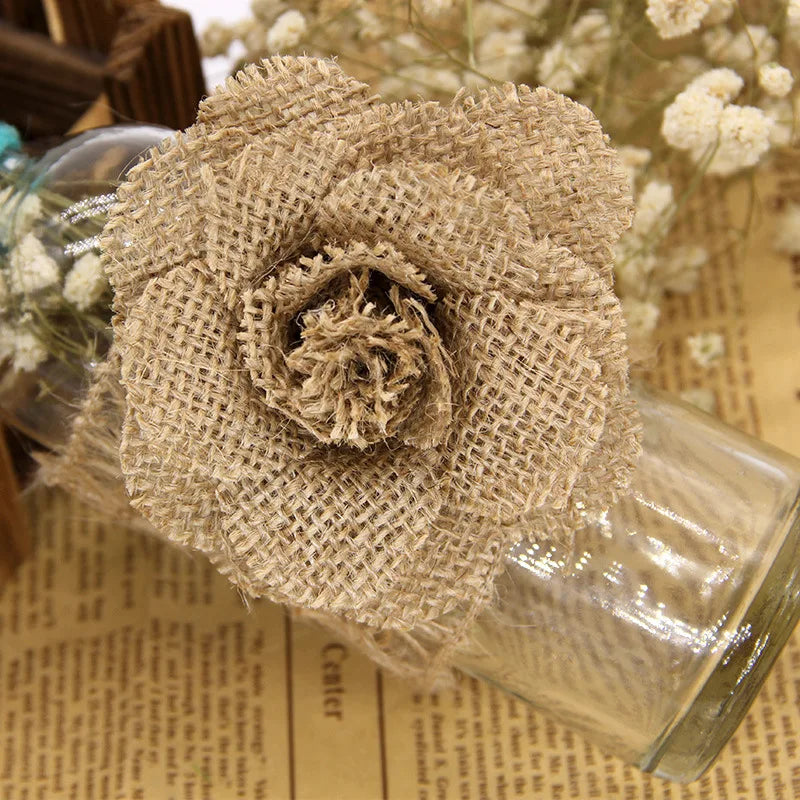 Handmade 9cm Jute Burlap Roses