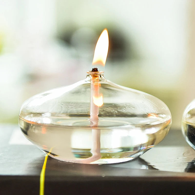 Handmade Glass Oil Lamp - Rustic Decor