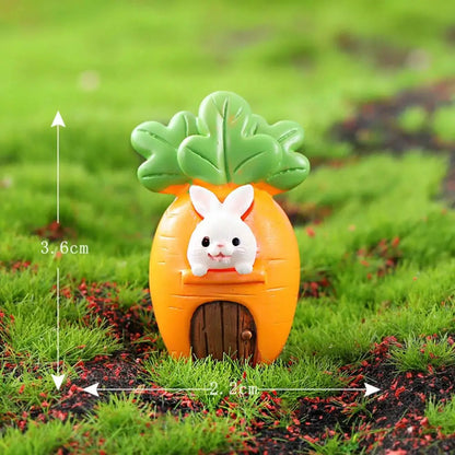 Handmade Resin Carrot Rabbit Figurines