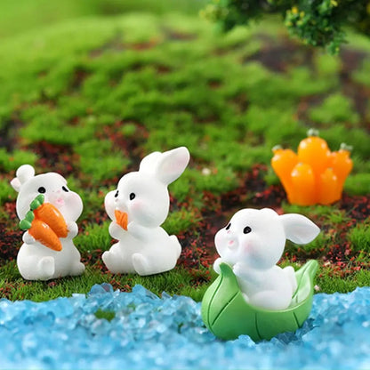 Handmade Resin Carrot Rabbit Figurines