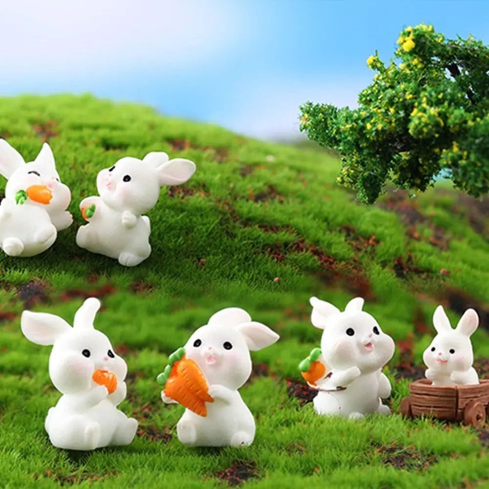 Handmade Resin Carrot Rabbit Figurines