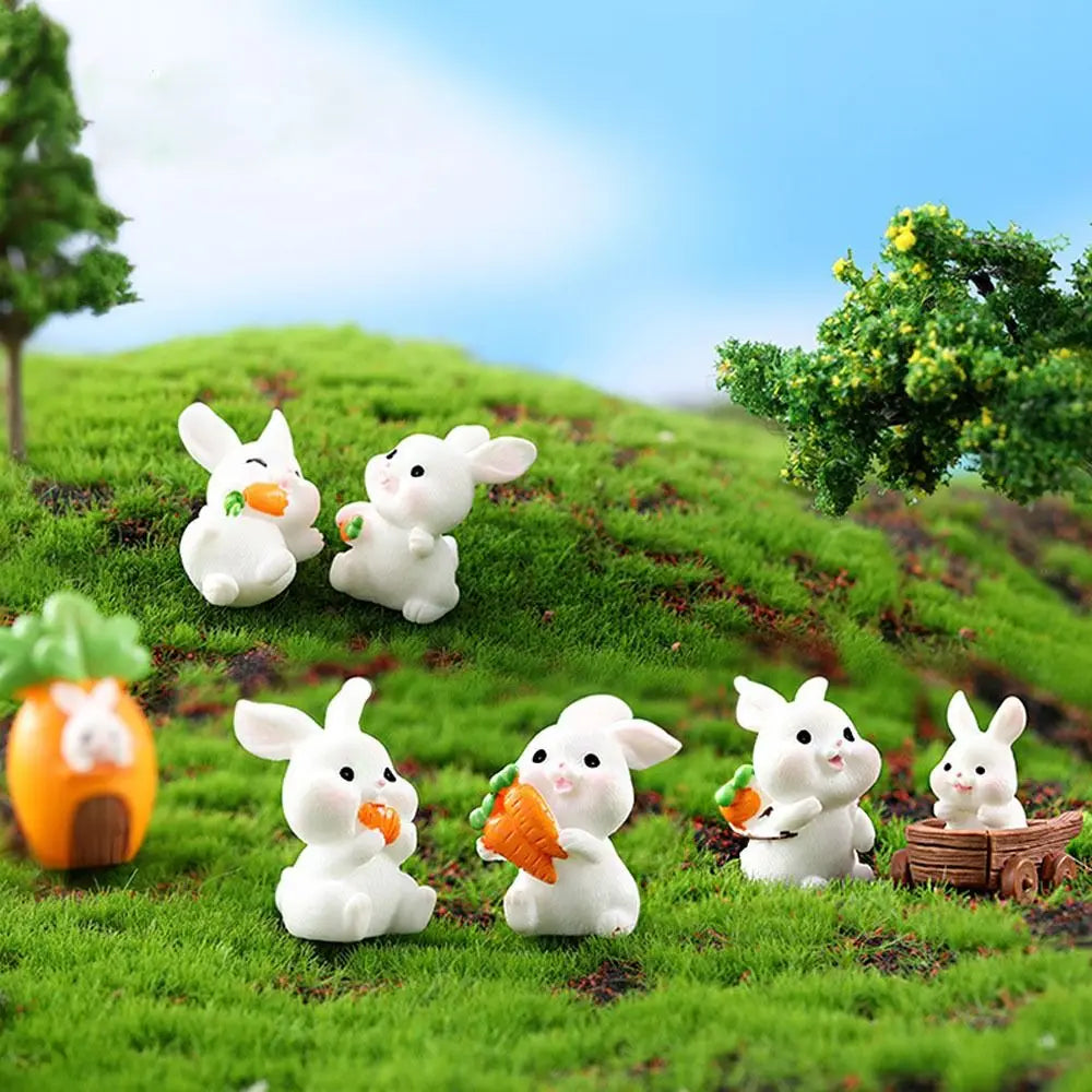 Handmade Resin Carrot Rabbit Figurines