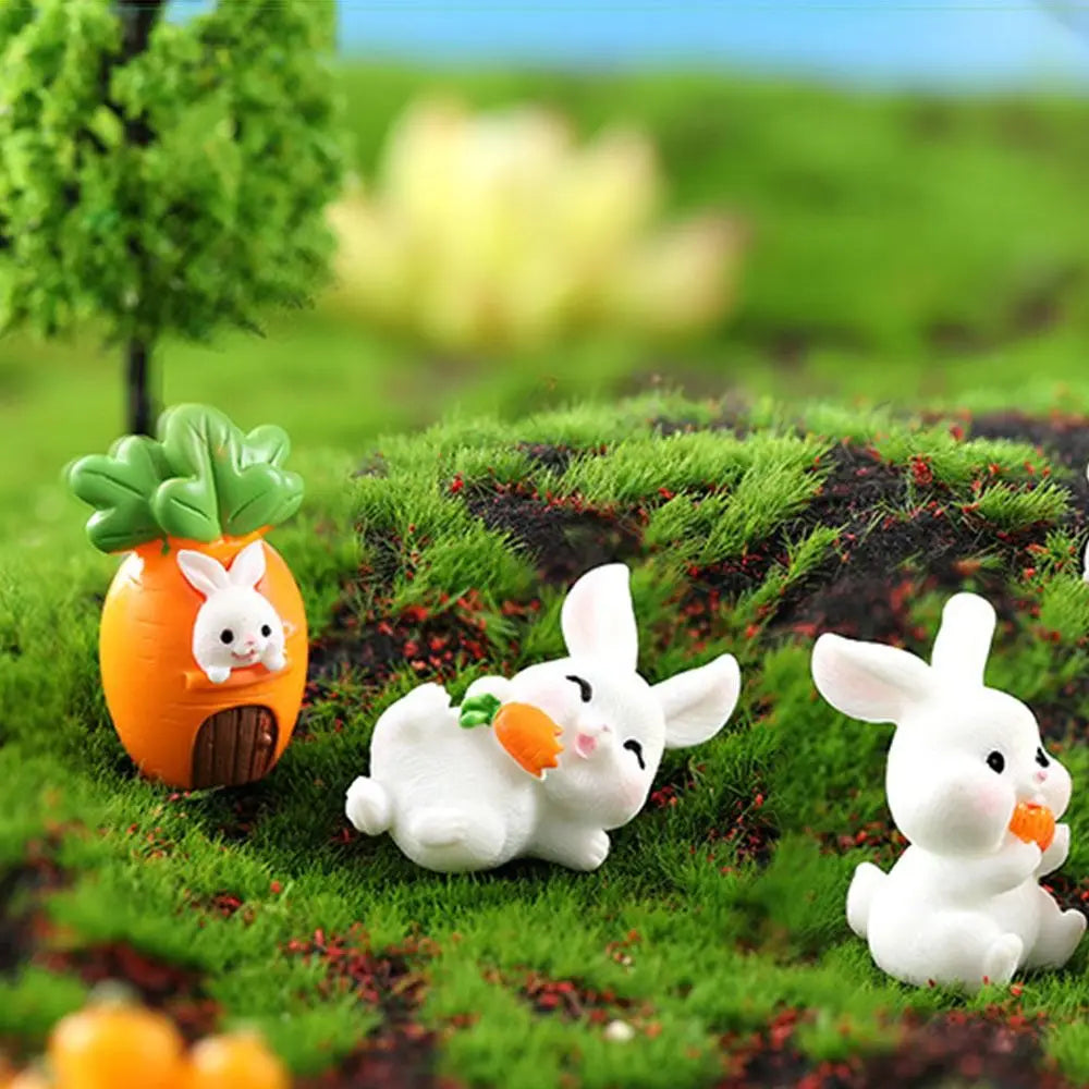 Handmade Resin Carrot Rabbit Figurines