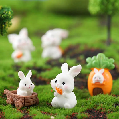 Handmade Resin Carrot Rabbit Figurines