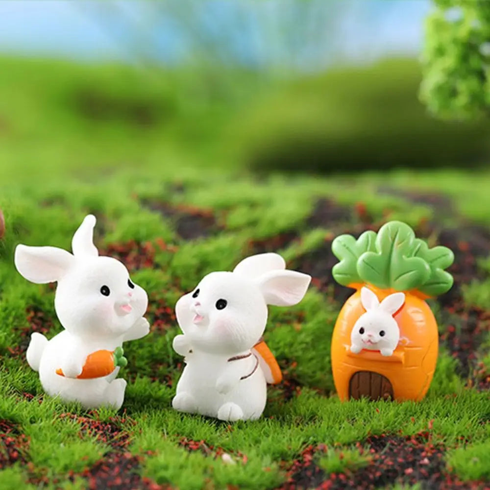 Handmade Resin Carrot Rabbit Figurines