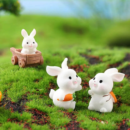 Handmade Resin Carrot Rabbit Figurines